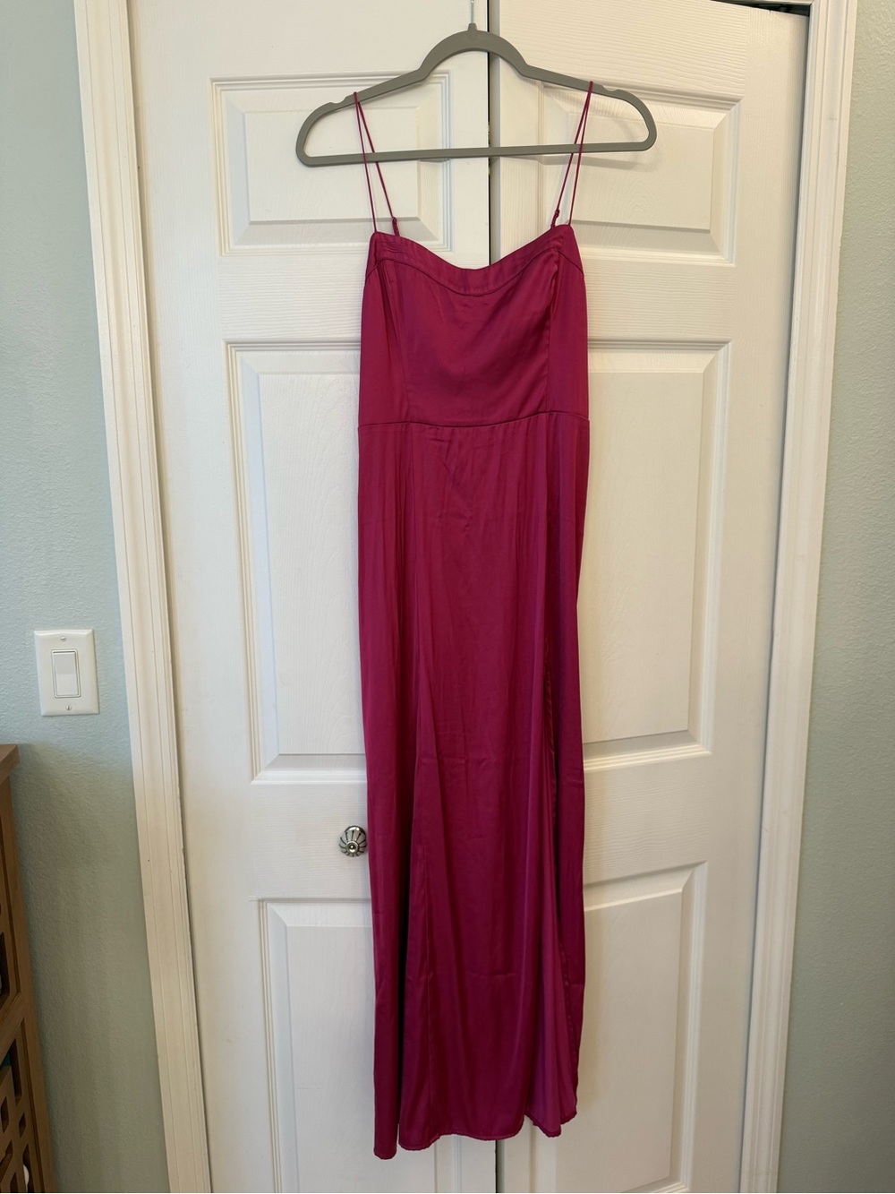 Abercrombie & Fitch Camille Maxi Dress Magenta Pink Satin Size Small